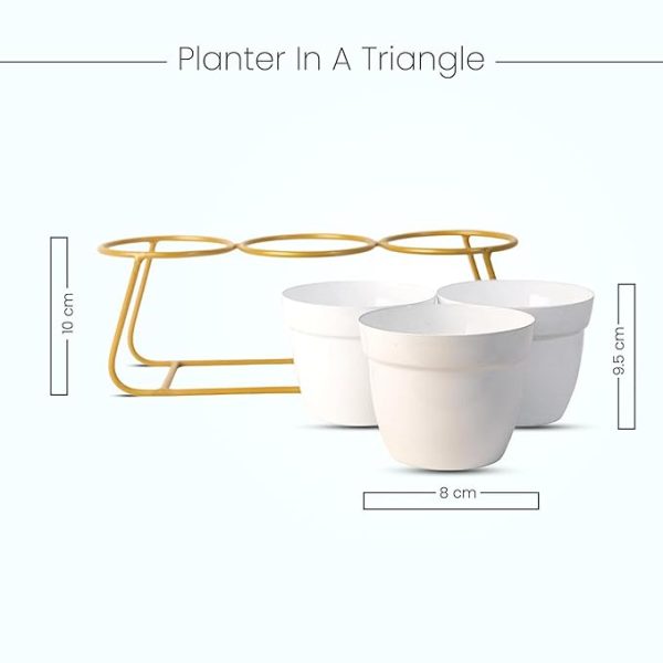 Rare Bird Planter|Flower Pot for Indoor|Home Décor Flowers Pot|Decorative Planter Basket|Flower Planter for Office Décor|Balcony Flower Pot|3 Planter with Golden Stand|1129-B|White - Image 5