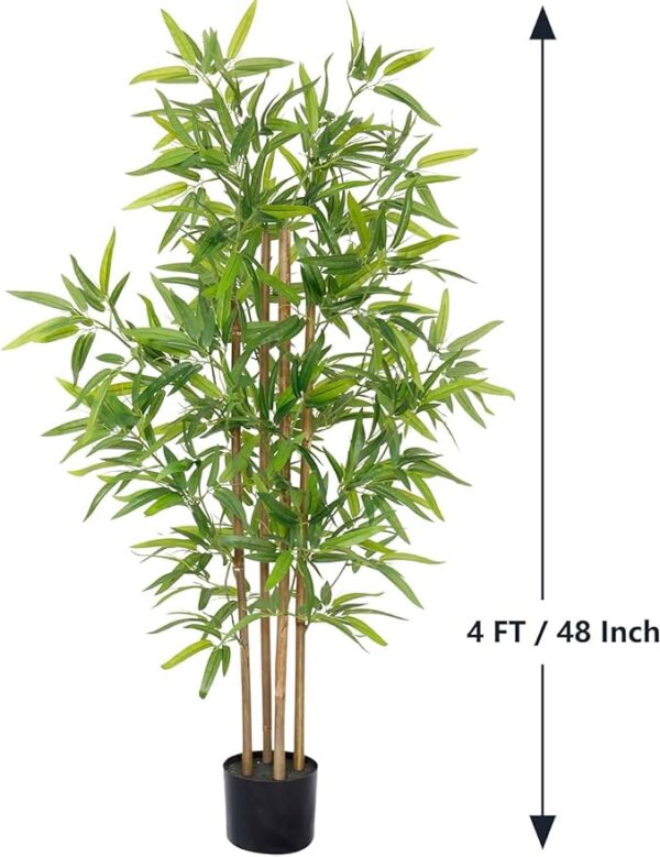 Artificial Bamboo Plant | Made by Hand-Selected Natural Bamboo Trunks, Real Touch Leaves Without Pot | Best for Gifting | Party, Wedding and Home / Office Decor (Ht. 120CM - Image 4