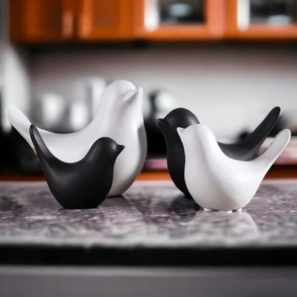 Ceramic Birds Figurines Ceramic Blessing Birds Figurine Home Decorations Accessories Set of 4 (2 Black and 2 White) - Image 7