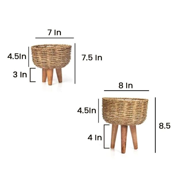 Handmade Twisted Jute Rope Planters For Indoor Plants/Jute Baskets/Plant Container/Gamla For Indoor Home Decor&Outdoor Balcony/Garden -Set Of 2,Brown - Image 3