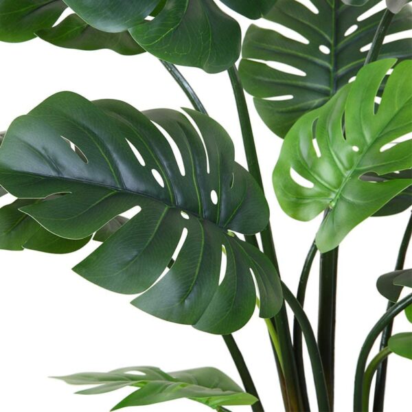 Rare Bird Artificial Monstera Real(Pack of 1) 8 pcs Real Touch Leaves (90 CM/H) Silk Fake Tropical Plant with Pot Indoor Outdoor Home & Office Greenery Decor (Green) - Image 4