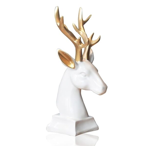 Rare Bird Handicrafts Reindeer Showpiece Modern Art Deer Statue Wild Animal Figurine Home Decor Showpeice, Office Table Decor Item, Gifts for Home Decorative Showpiece (deerhead1) - Image 4