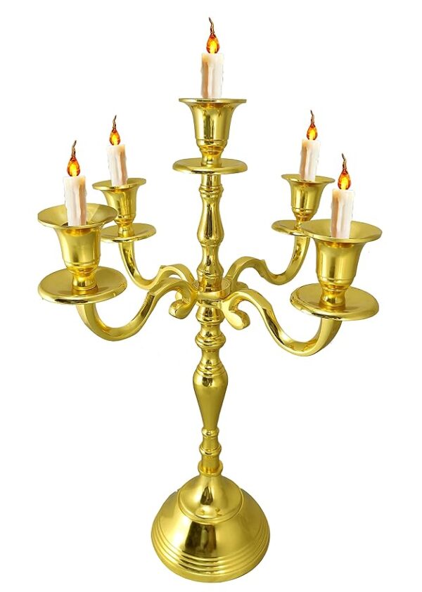 Rare Bird - Decorative Brass Gold Plated Five Arm Candle Holder Stand for Home & Hall Decore (11.5 inch * 11.5 inch * 16 inch)(Size:Medium) - Image 3