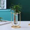 Rare Bird Desktop Glass Planter Hydroponics Vase Glass Propagation Station With Modern Creative Geometric Metal Frame Test Tube Vase For Home Office Decor Table Top (Set Of 2), Blue - Image 3