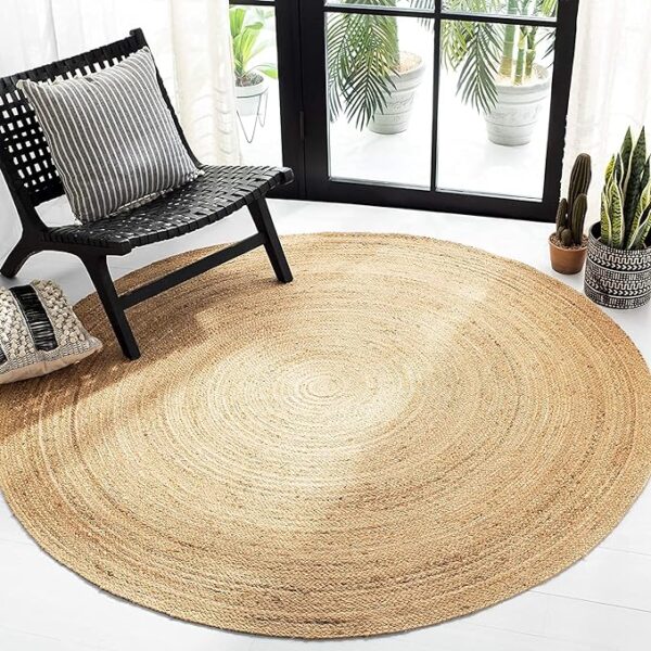 CARPET Solid Rare Bird  Jute Rug Handwoven Round Natural Braided Carpets for Bedroom Living Room Dining Room (Beige, 3x3Feet) - Image 2